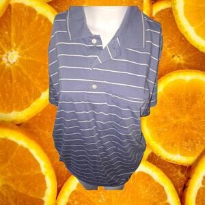 Saddlebred Blue Striped Easy Care Polo Size Medium